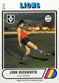 1976 Scanlens VFL #16 John Duckworth Front